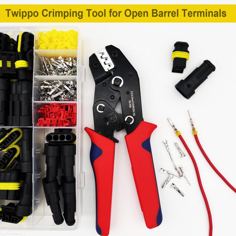 Twippo Crimping Tool with Ratchet  Ratcheting Wire Crimper Tool for Open Barrel Terminal Connectors  Electrical Crimping Tool  Crimping Pliers for 20-14 AWG - Image 5